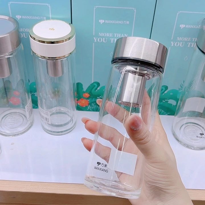 万象品牌单层玻璃杯U302-380钛银