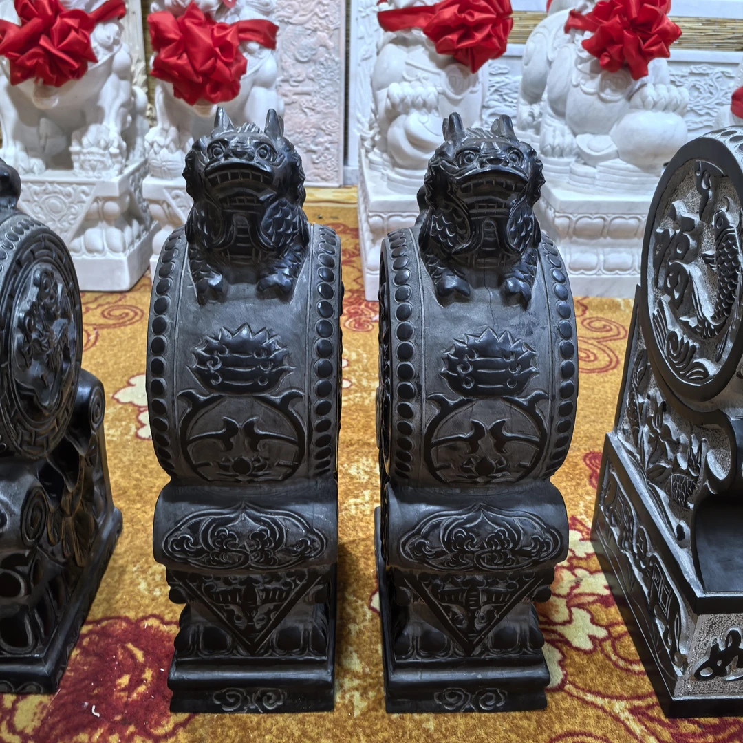 石雕狮子麒麟貔貅抱鼓石门墩家用门口青石仿古摆件