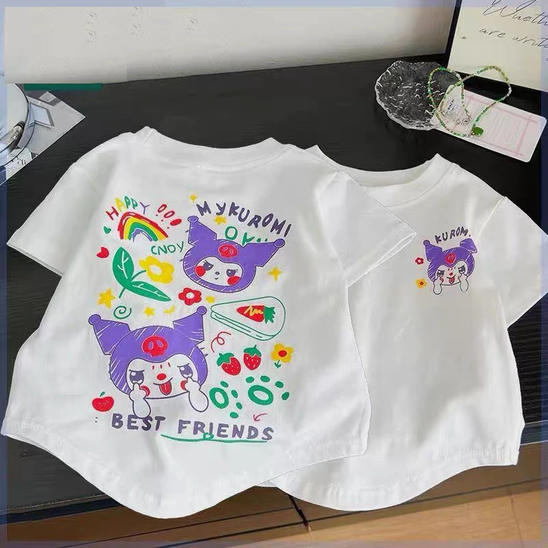 L2122纯棉女童印花t恤短袖2025新款衣服女孩夏装潮半袖儿童上衣