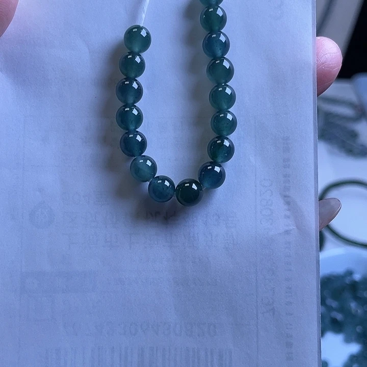 翡翠散珠天然A货翡翠卡6小圆珠一组10颗