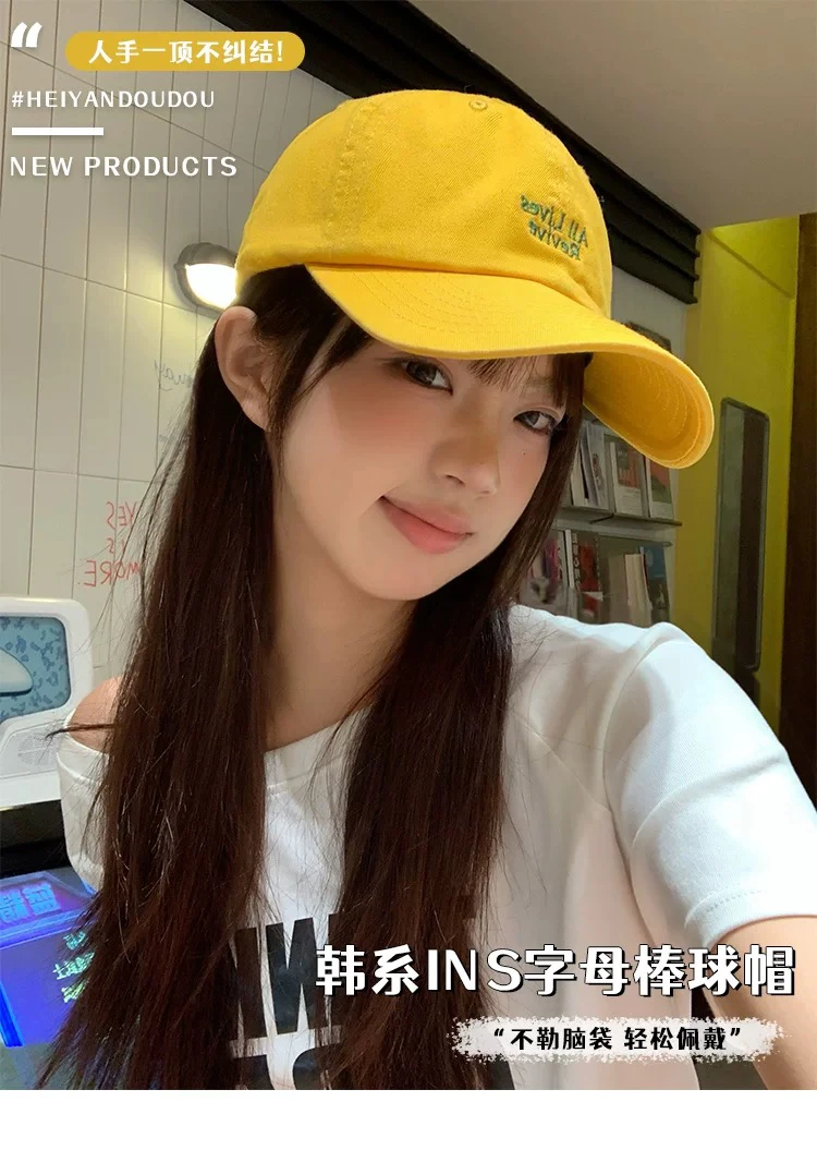 【森林推荐】日系水洗棒球帽女刺绣字母软顶遮阳显脸小鸭舌帽情侣