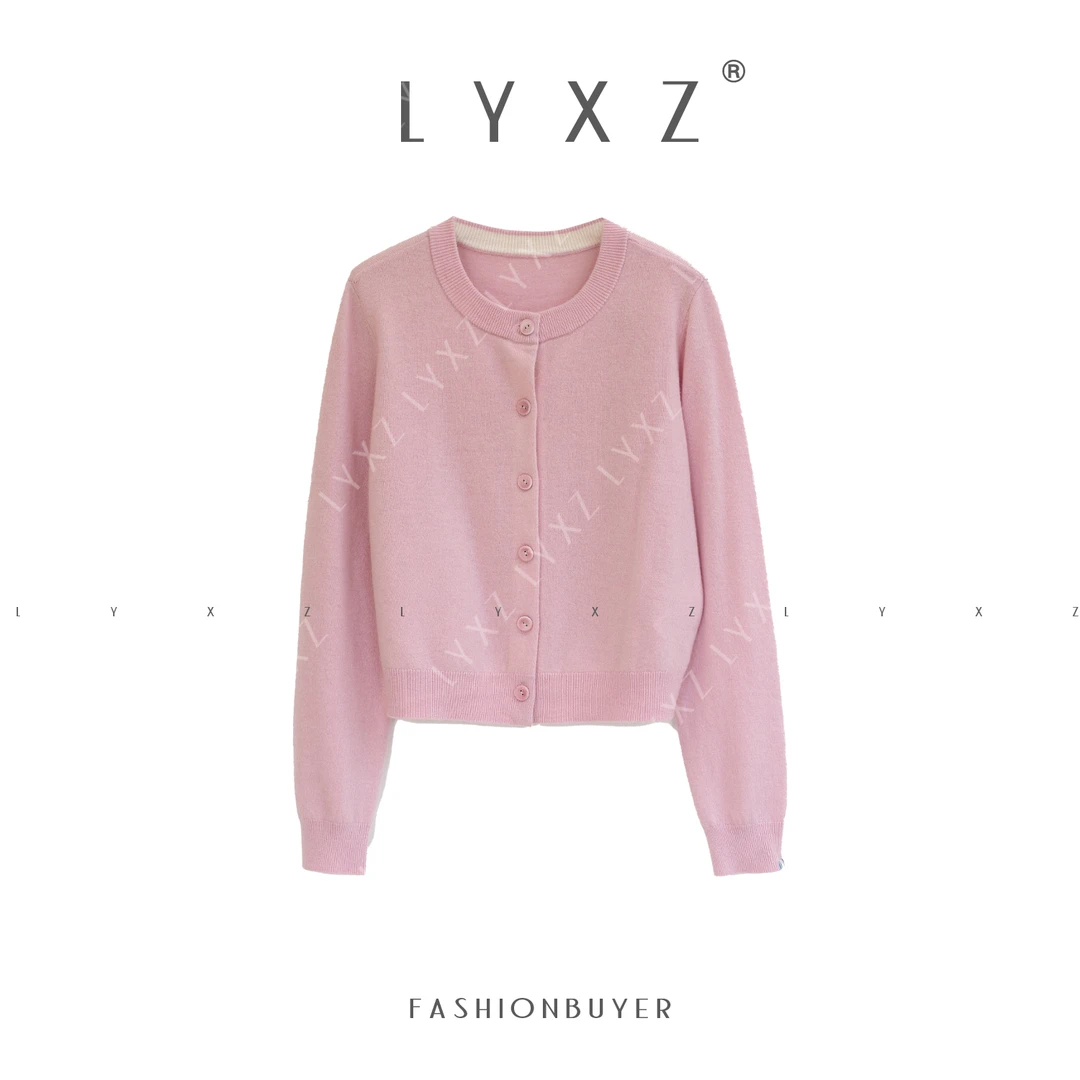 LYXZ x 大小与【纯净初心】冬季新温柔淑女气质圆领针织开衫81639
