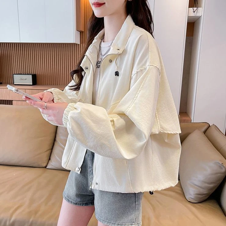 小众设计感纯色风衣外套女春秋薄款韩版宽松百搭显瘦休闲夹克上衣