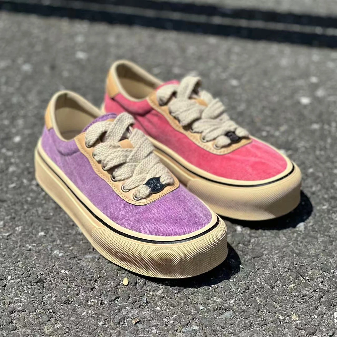 芋泥帆布鞋~25X295 25年夏季新款厚底圆头休闲百搭拼色板鞋