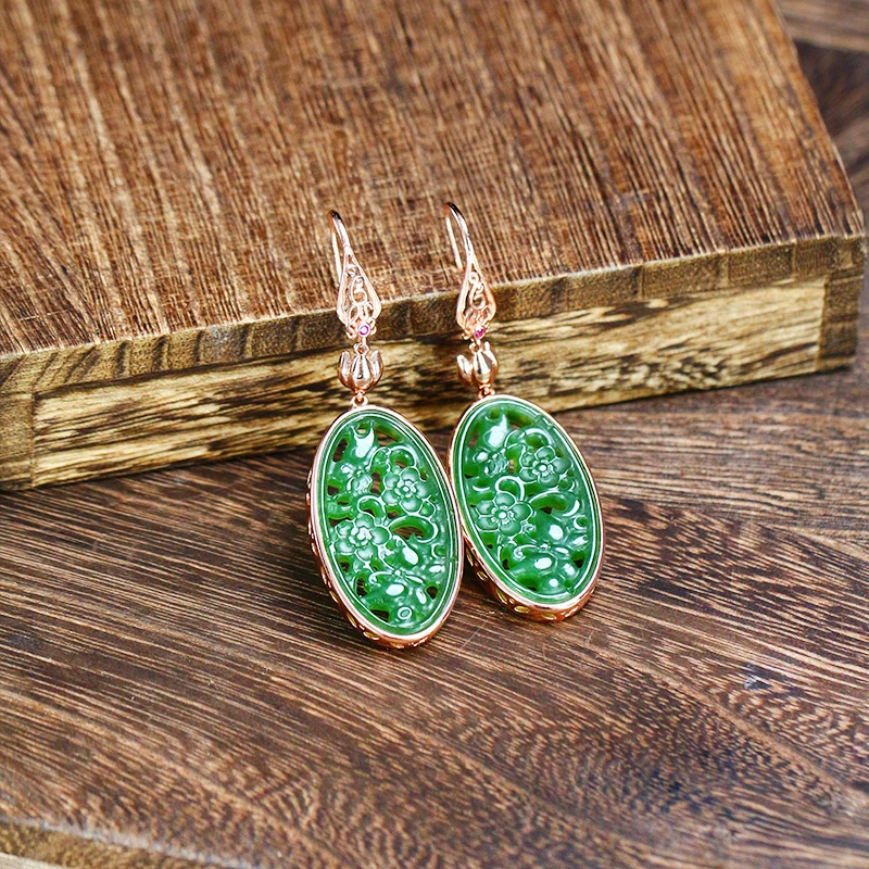 和田玉耳饰雕花【9248AM】