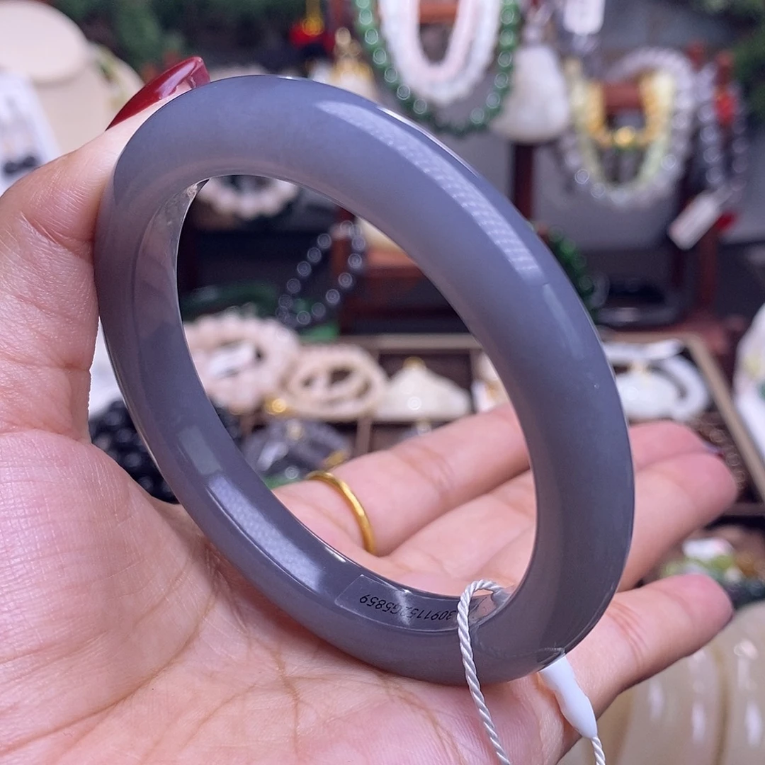 和田玉毕业级老坑料冰烟紫手镯60未镶嵌