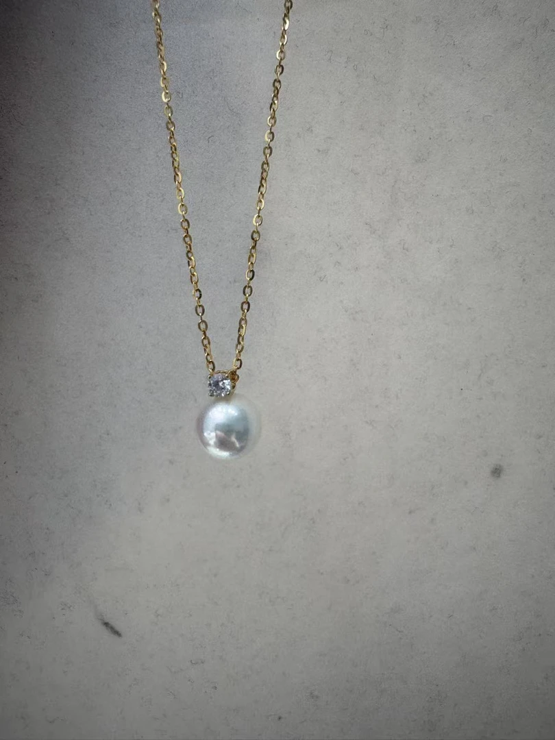 HD03海水18K戴妃吊坠大牌同款（含银链）经典极光白色樱花粉