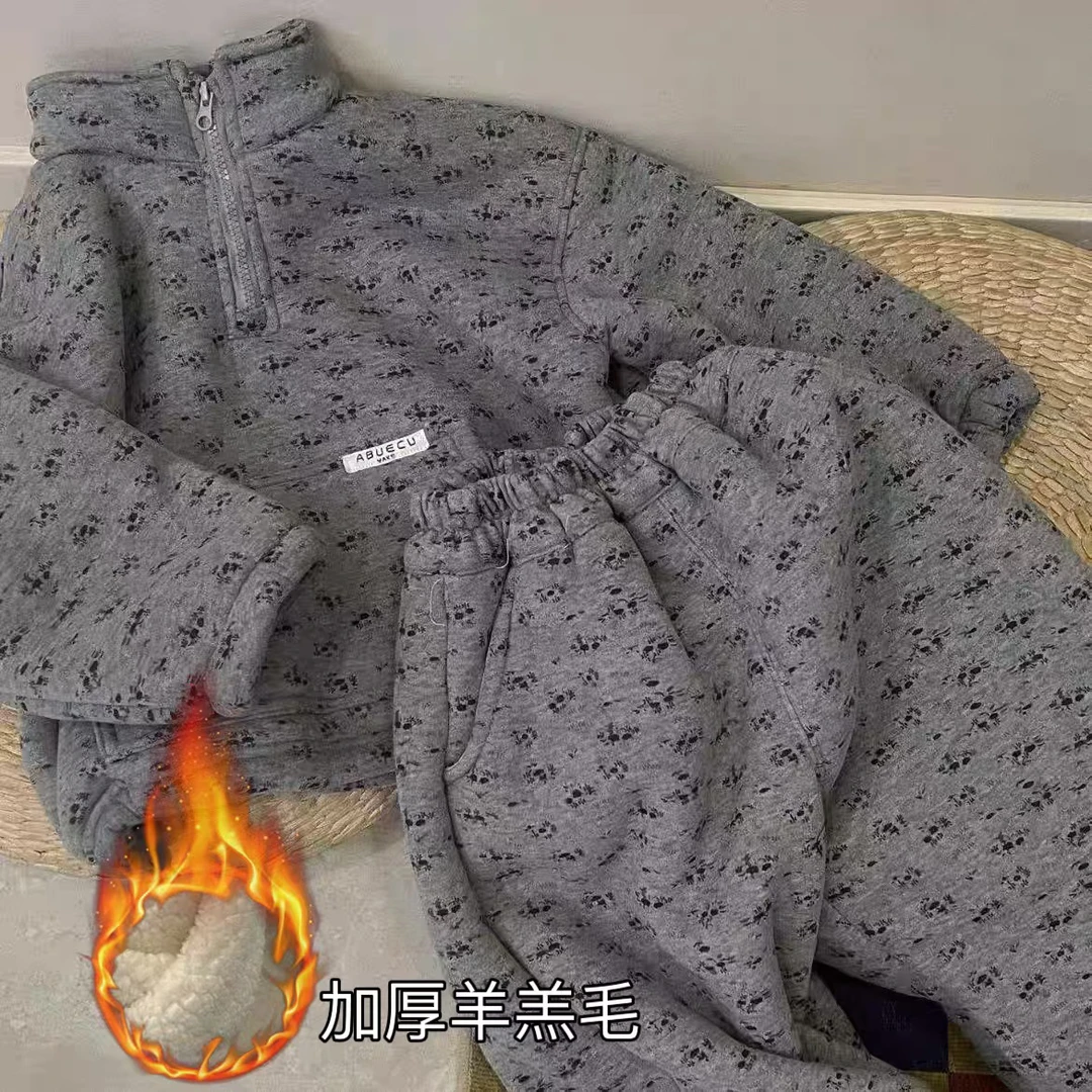 儿童套装加厚2025秋冬男女童加绒卫衣卫裤两件套休闲家居服可外穿
