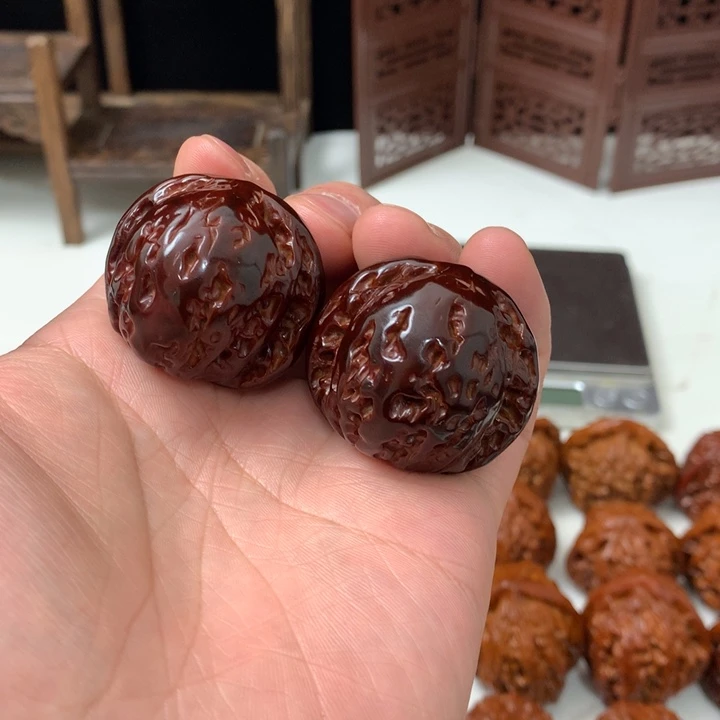 文玩核桃把件神*蛙磨盘20