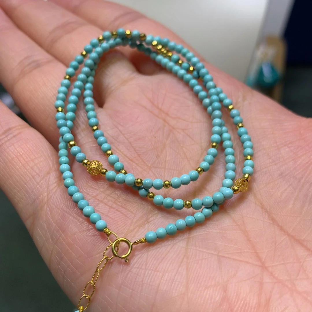 绿松石18K金镶嵌万能链