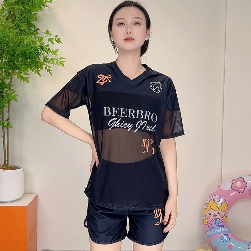 大码泳衣分体三件套时尚温泉泳装女夏季新款短袖遮肉显瘦2025新款