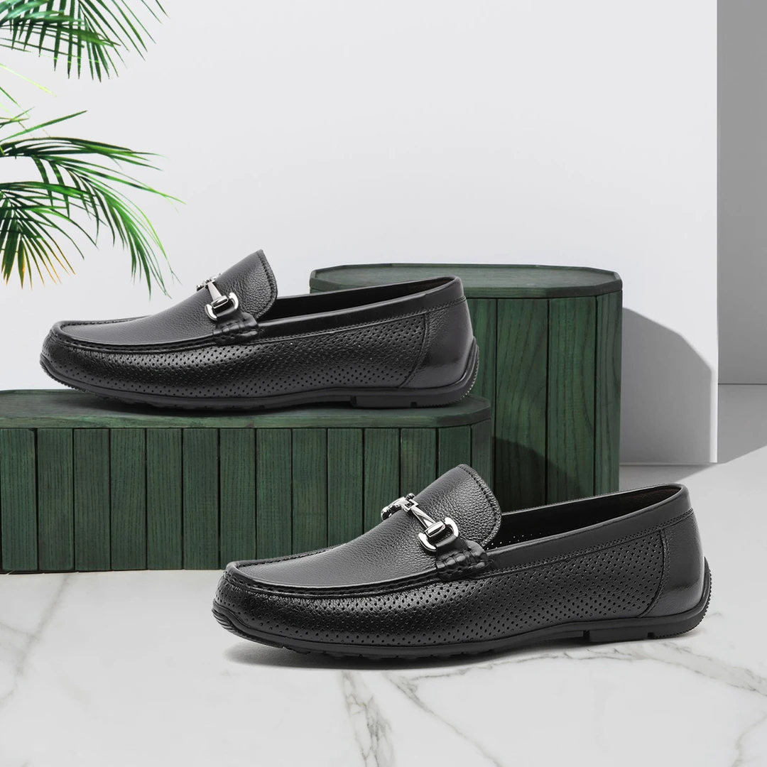 沙驰 柔软牛皮革男休闲鞋懒人鞋一脚蹬豆豆鞋透气休闲鞋男皮鞋