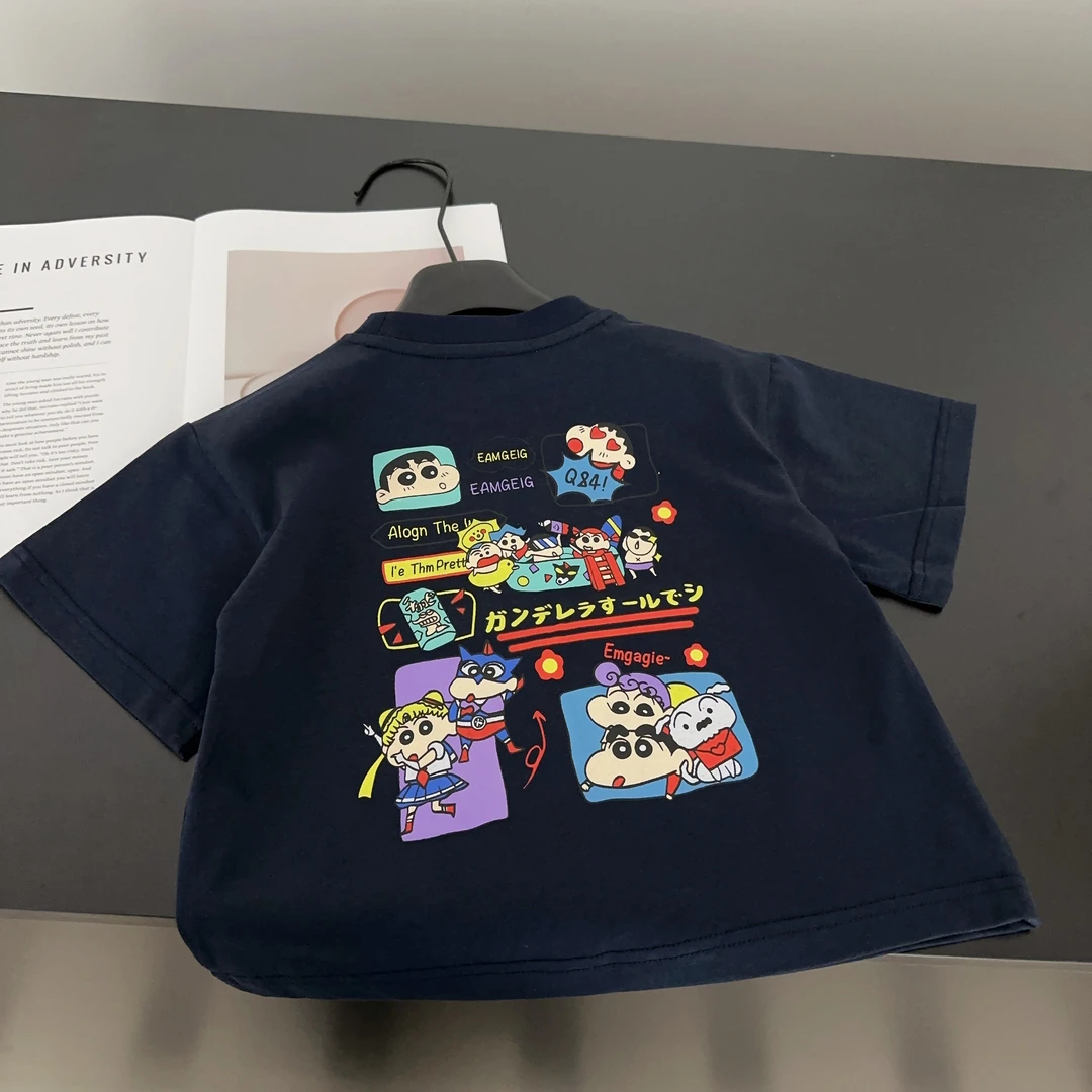 【两个小盆友】儿童夏季蜡笔小新美少女战士卡通动漫短袖T恤衫2090