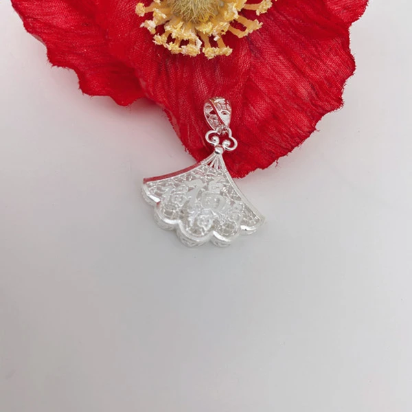 坠链均足银 足银990【百福裙吊坠】高品质