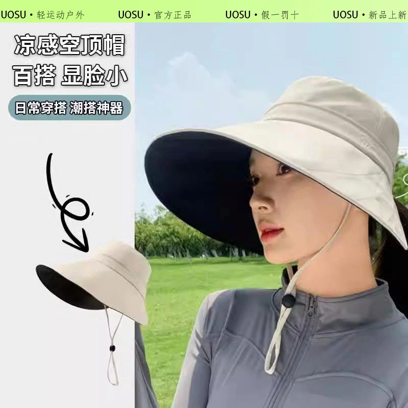 新款黑胶防晒大檐帽女夏季骑车遮阳遮全脸太阳帽防晒渔夫帽子