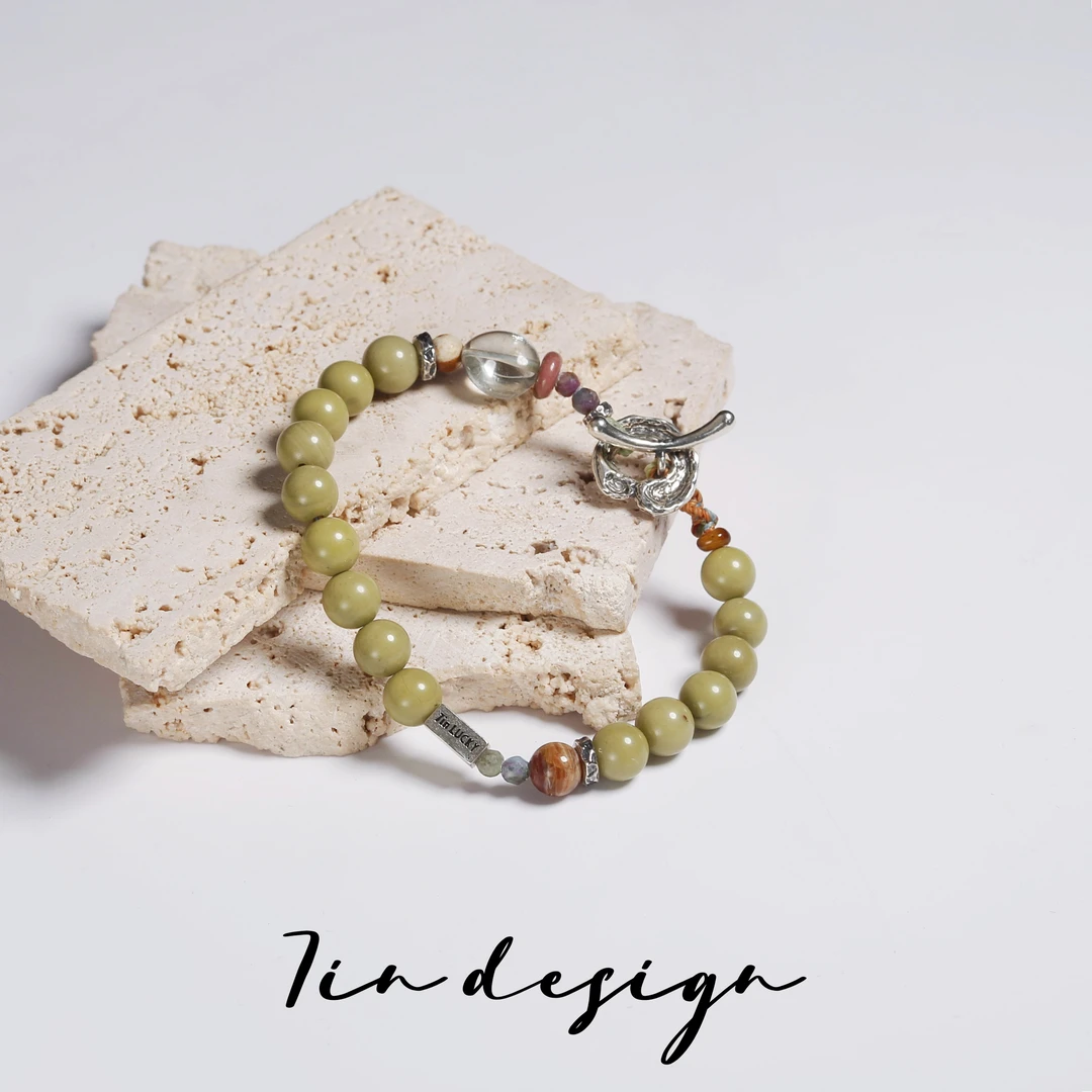 925银手链 7in复古店【青柠】原创设计复古手作绿色s925个性手链