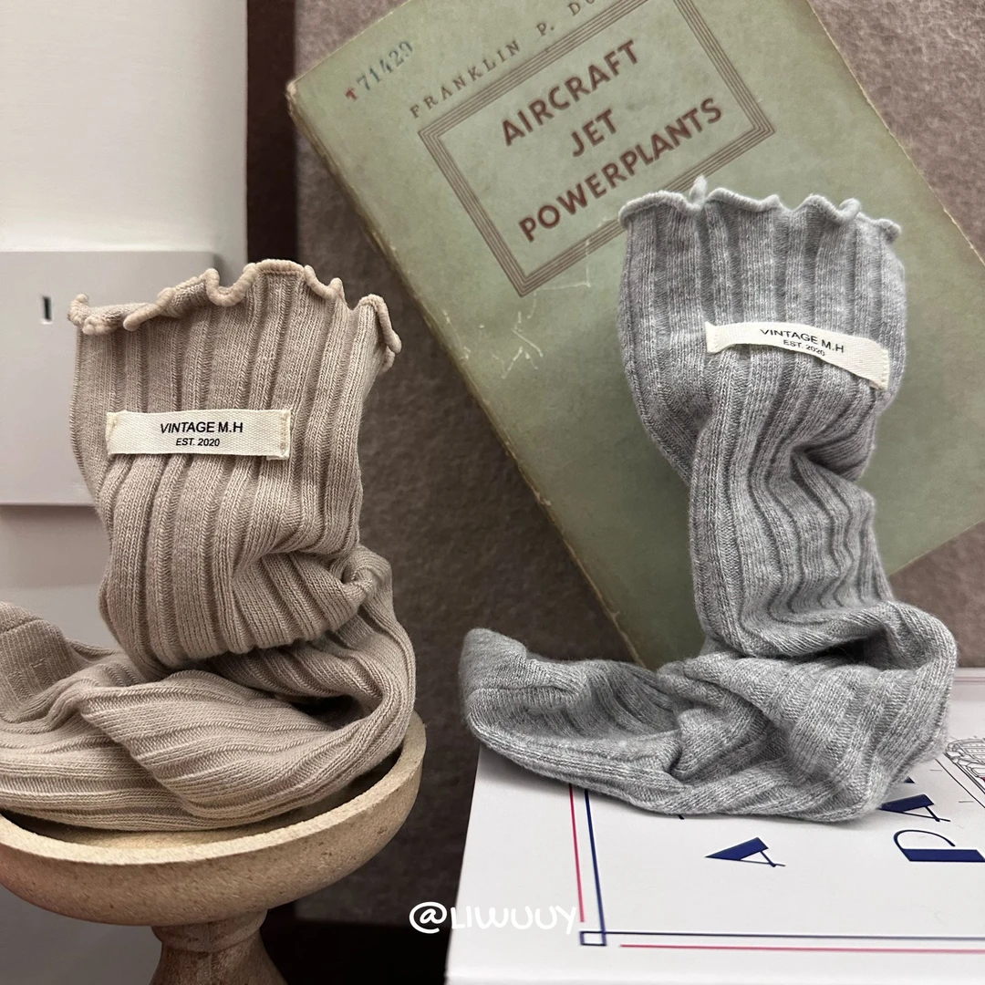 LIWUUY鲤坞儿童甜美花边中筒袜男女童宝宝袜子贴标堆堆袜韩版洋气