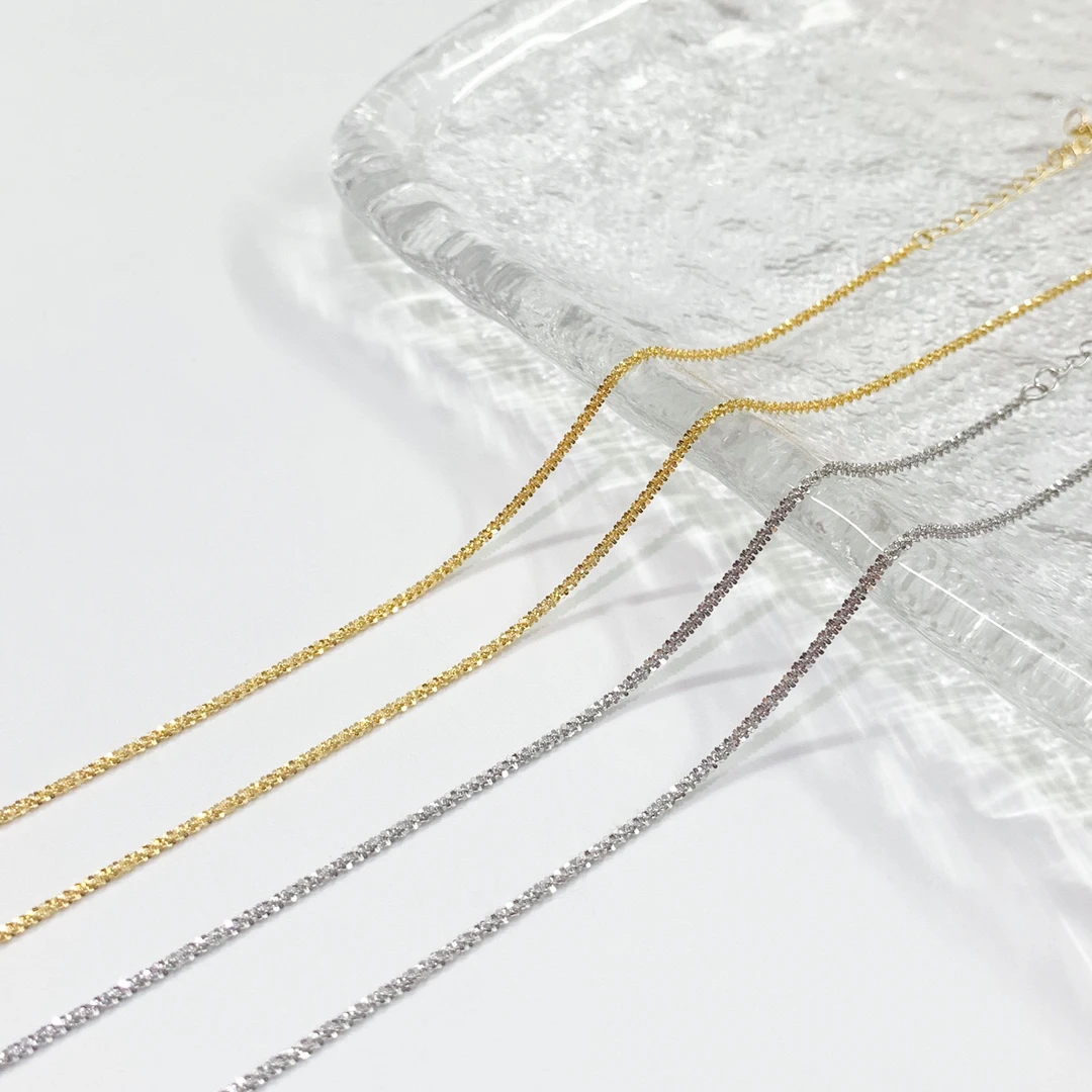 链子925银 【金漾玉润】纯银万能链满天星辰链可调节项链45+5毛毛链