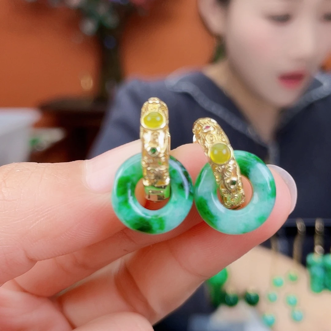 翡翠未镶嵌耳饰饰品
