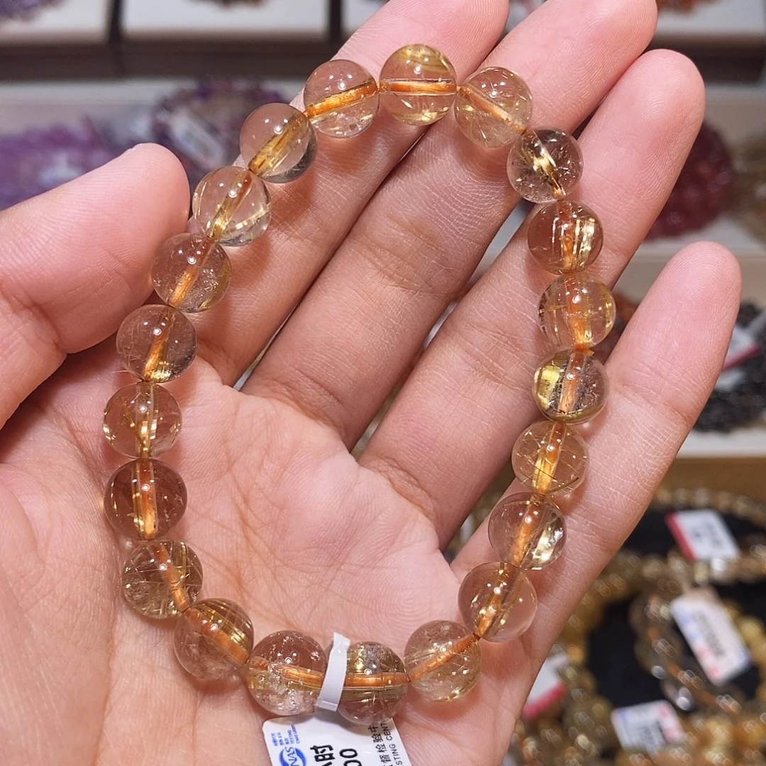 烟晶手链未镶嵌钛晶9mm