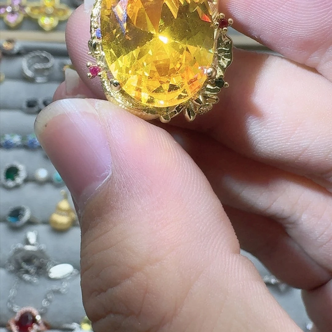 绿水晶戒指银S925镶嵌