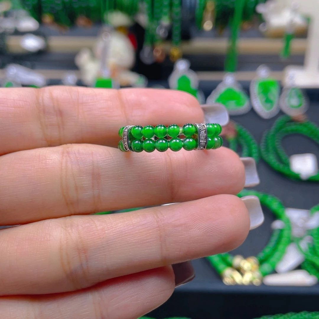 未镶嵌戒指翡翠圆珠戒圈