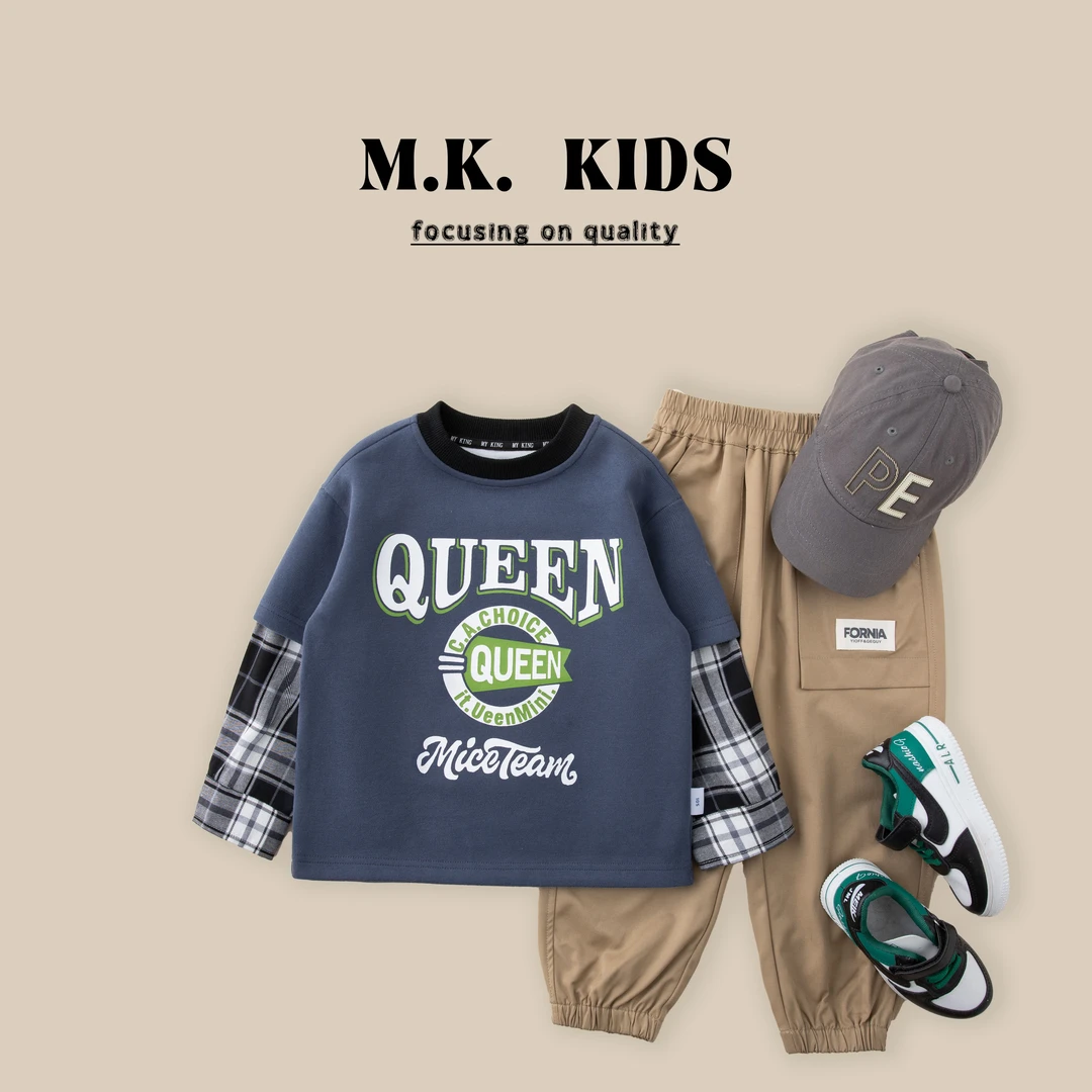 现货儿童春款套装2025新款男童春秋时尚卫衣套装CA8304华子童装