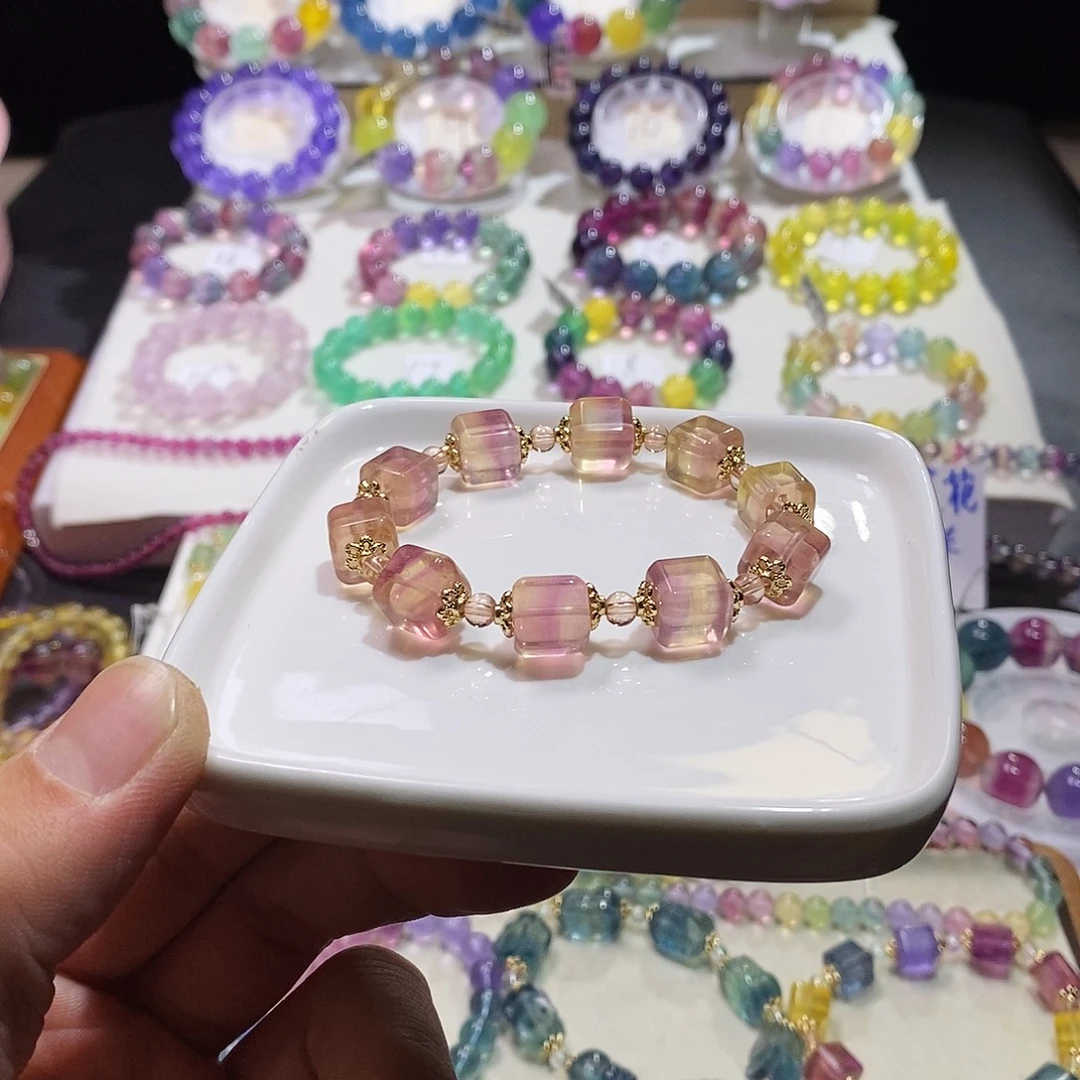 手链未镶嵌水晶橘红色方糖10mm