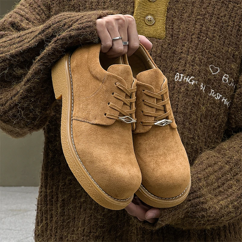 巴黎米奇德比鞋情侣百搭休闲皮鞋厚底这个低帮大黄靴男14433-JX