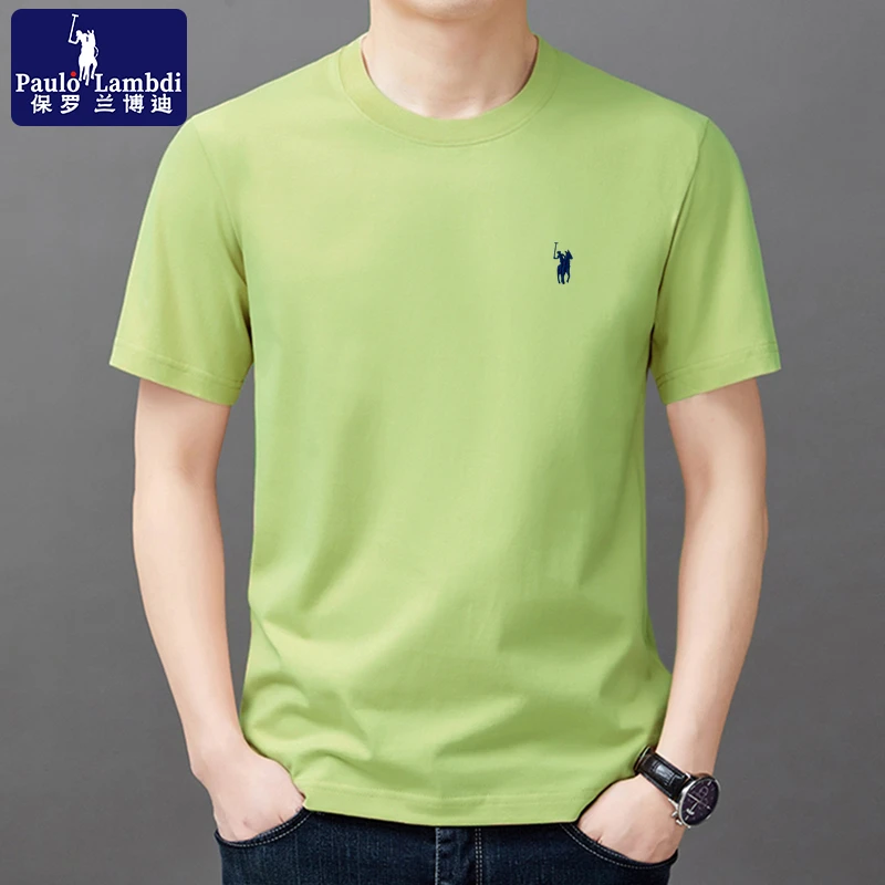 保罗夏季7A抗菌短袖t恤男士时尚休闲高档刺绣男装T恤衫