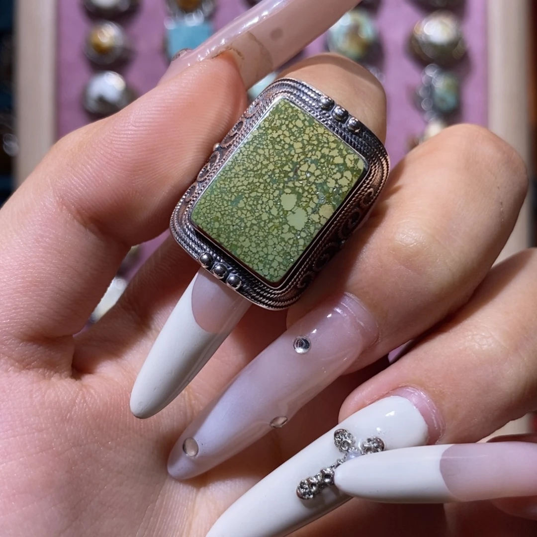 嘟****绿松石银S925镶嵌戒指