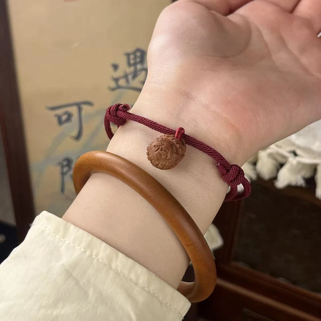 【桃缘行】「福包」桃木桃核辟、挡、驱气质时尚红绳简约百搭可爱福字