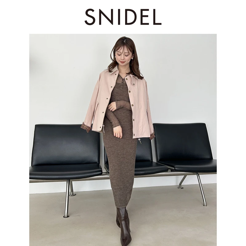 SNIDEL2025秋冬新品甜美露肩针织连衣裙吊带背心套装SWNO254187