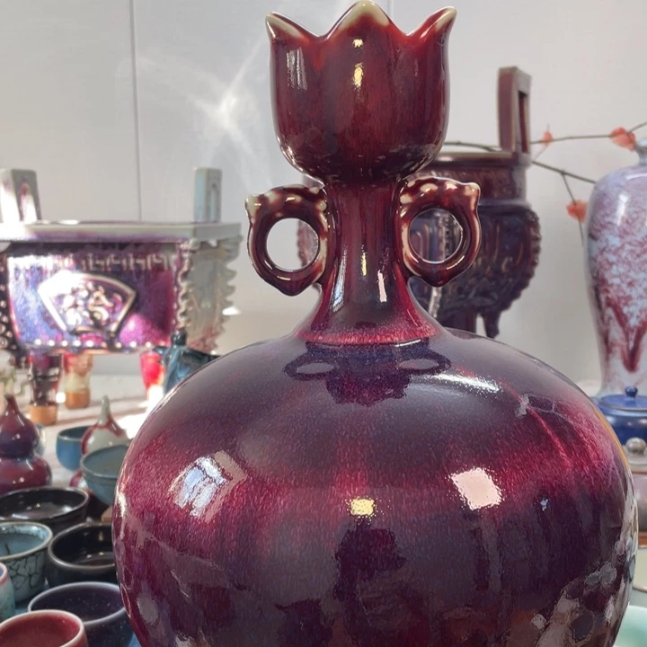 摆件钧瓷煤烧莲花尊