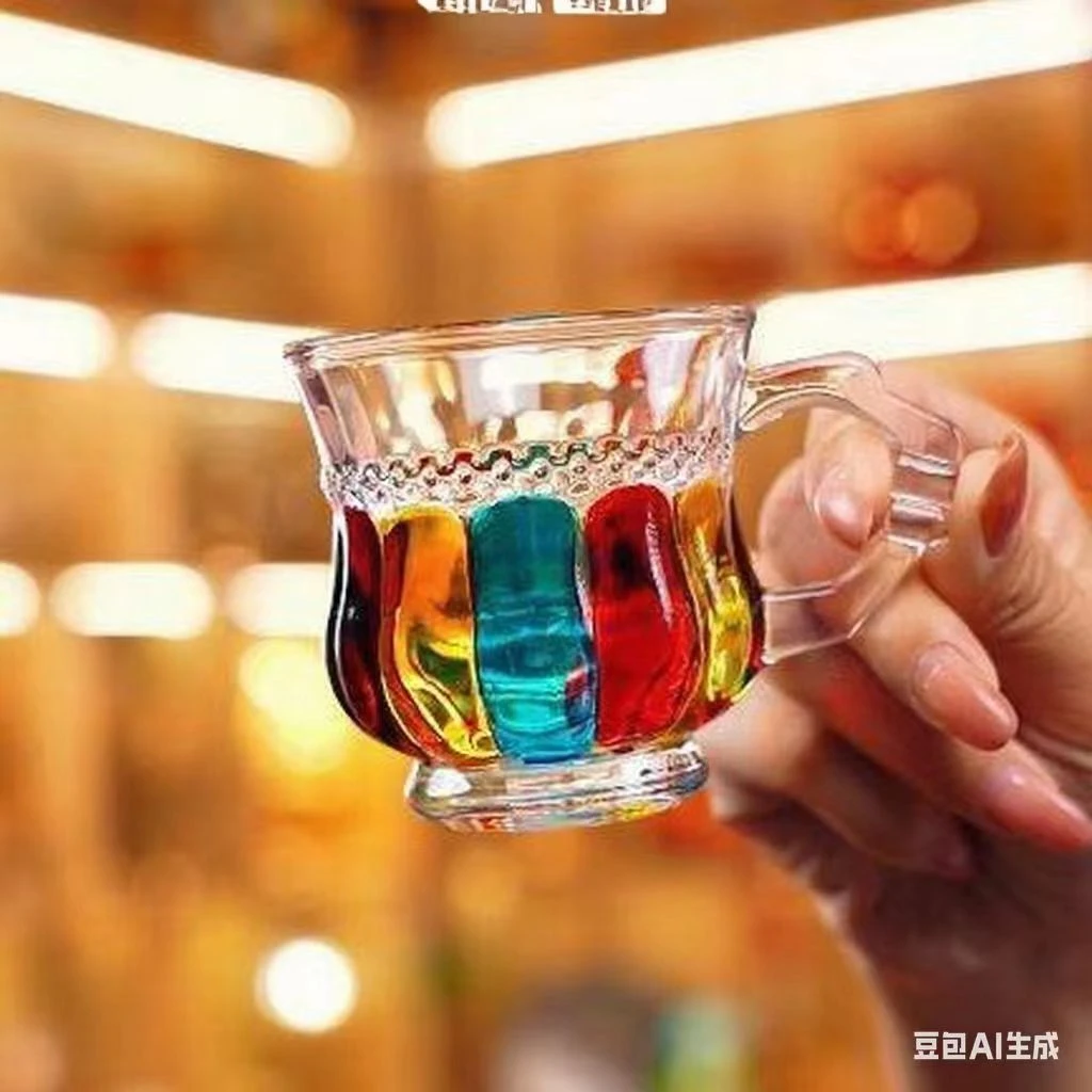 创意复古风带手柄酒杯欧式耐热透明炫彩镜面易清洗