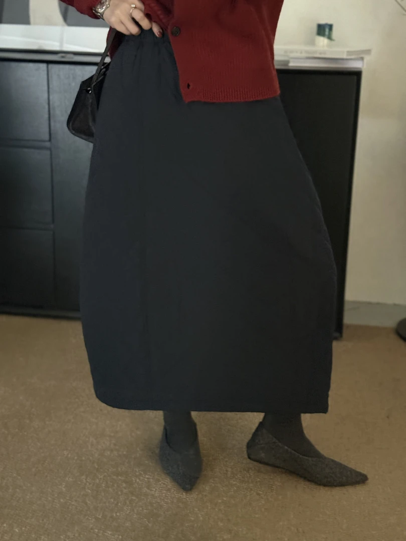 【珍珍何HC】1218定制款韩系极简松紧腰菱形格半身棉裙