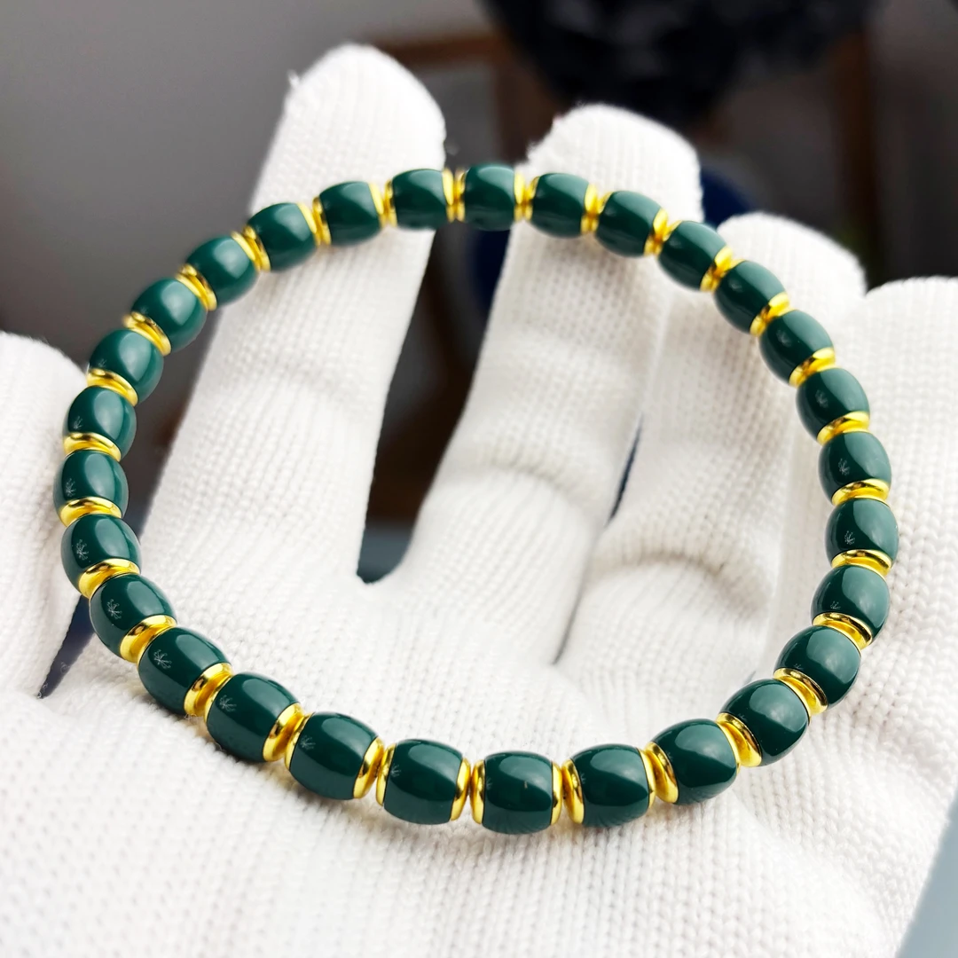 【叁生石】精工7.4mm油绿手串