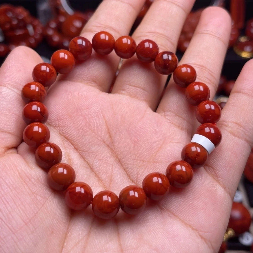 南红玛瑙未镶嵌珠宝奇石单圈8.5mm