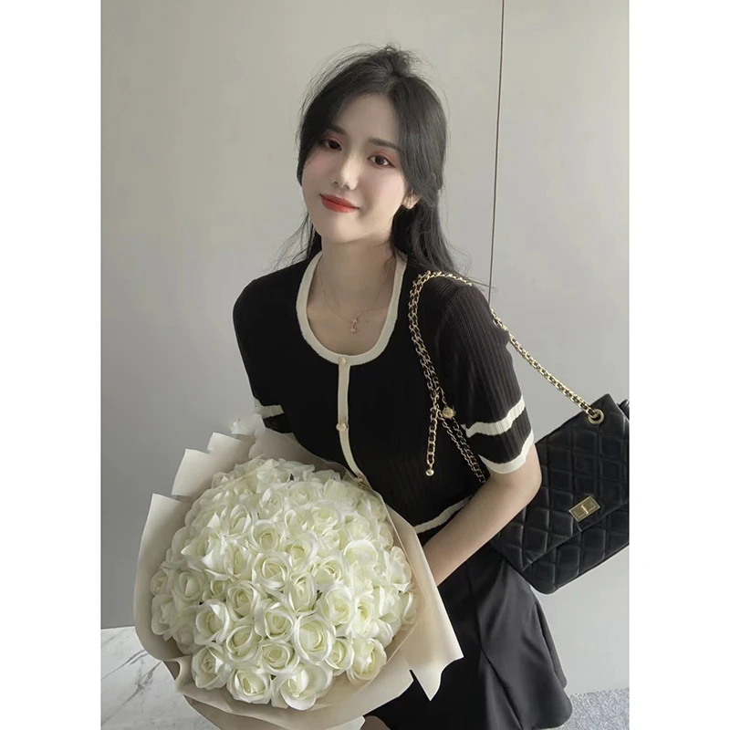 【紫色】3045超柔软新款高品质方领小香风上衣