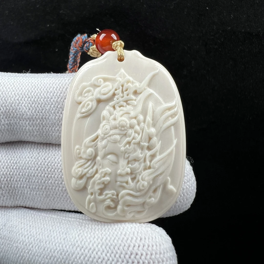 H3094天然猛犸牙雕刻一念之间28*39*8mm一物一图 假一罚十