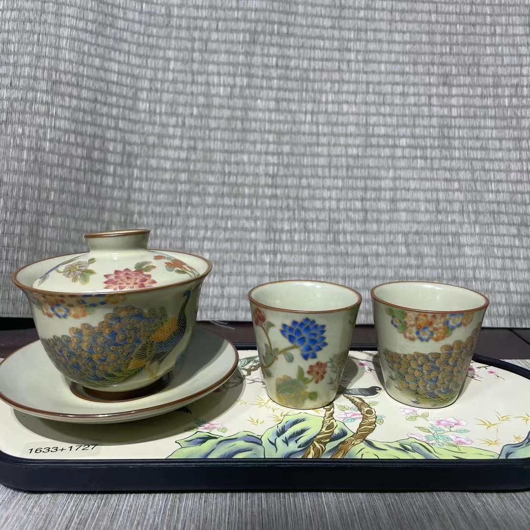 【中国邮政专属链接】孔雀汝窑悬停茶具套组bb075