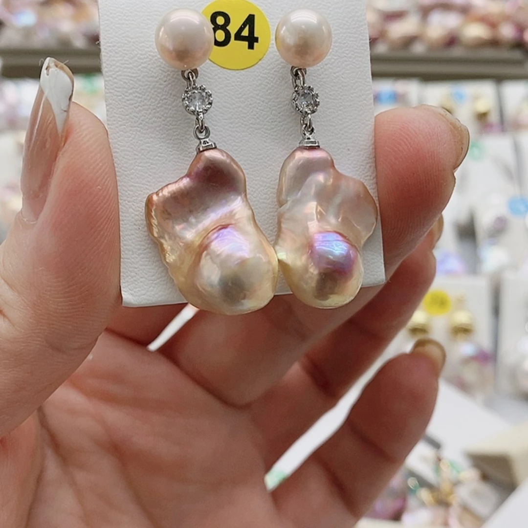 【闪购商品】银S925镶嵌淡水珍珠耳饰