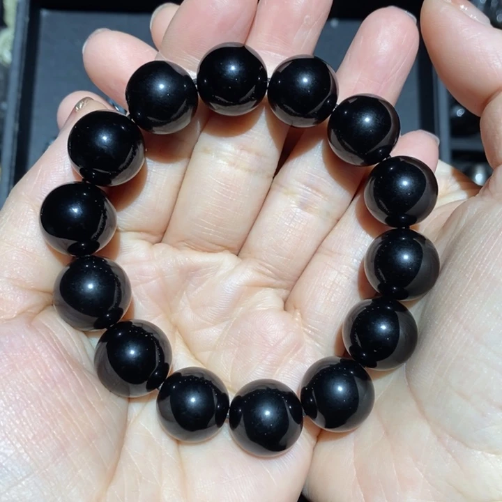 黑曜岩未镶嵌手链唯**莲