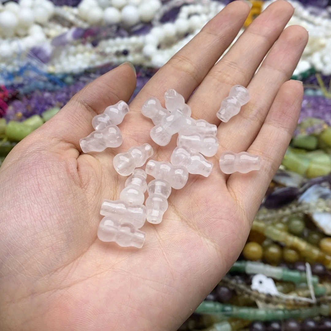 未镶嵌玛瑙/玉髓珠宝半成品五个装纯天然粉水晶葫芦