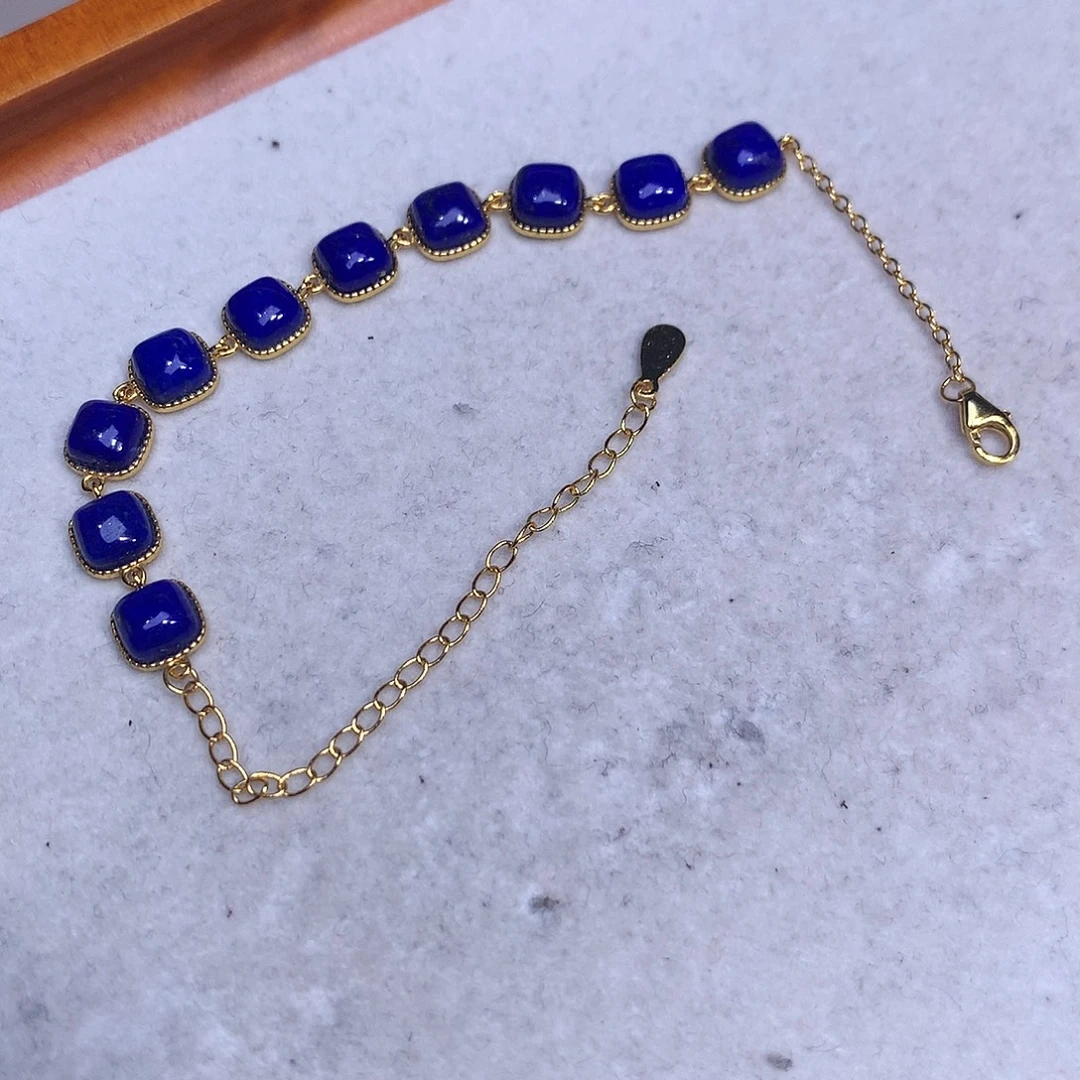 我***我青金石银S925镶嵌手链