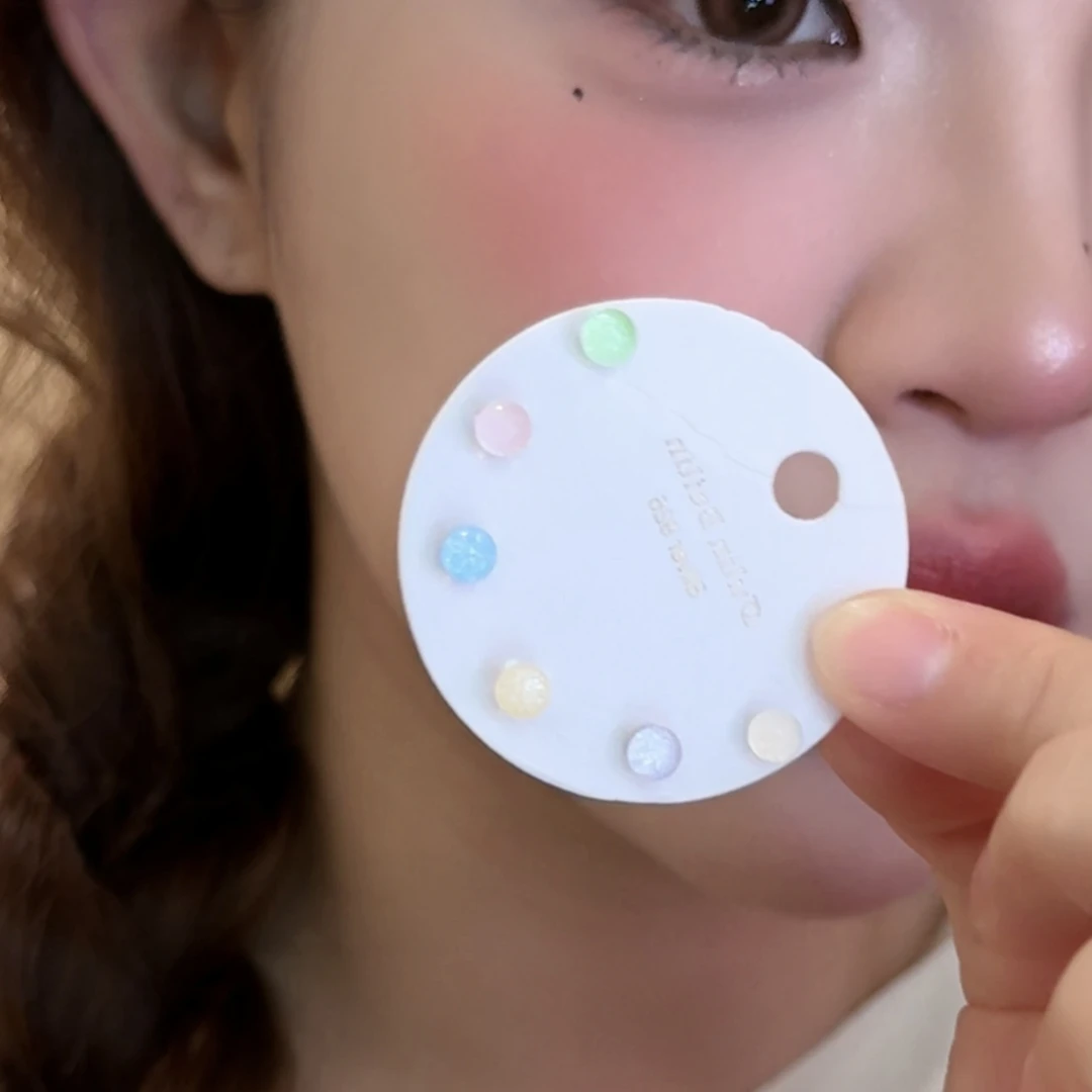 铜合金树脂耳饰 到手6只~彩色冰透豆豆耳钉简约可爱女耳饰耳骨钉