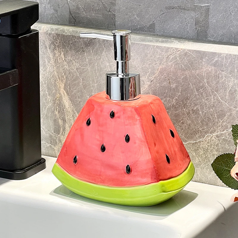 西瓜洗手液瓶子网红酒店卫生间陶瓷沐浴露分装瓶高颜值按压瓶空瓶