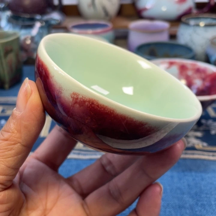 摆件玉石釉手工茶碗