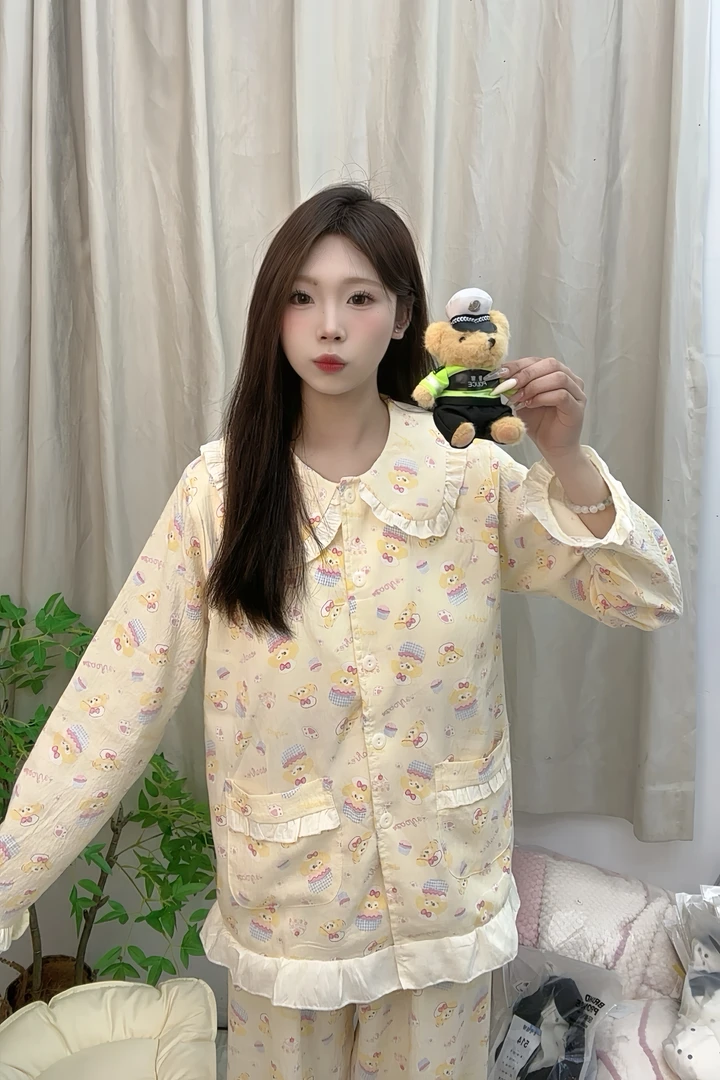 【品牌高货青仓】001-030睡衣家居服套装春秋气质长袖时尚印花
