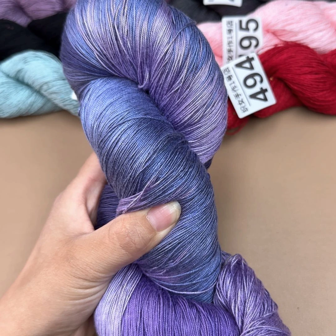 棉深紫段染一把六两